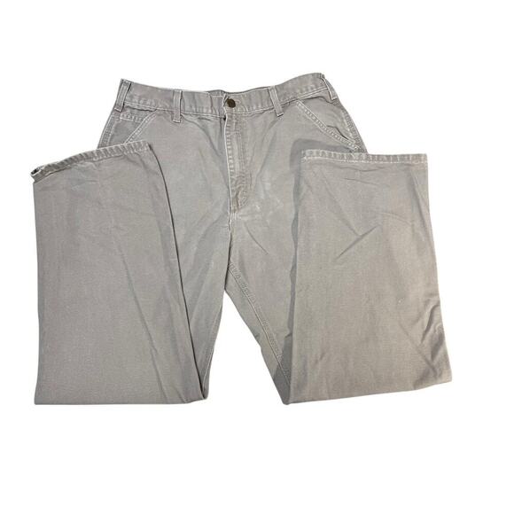 Carhartt Mens Dungaree Pants/Workwear 35x32 Khaki color-flawed - Picture 1 of 9